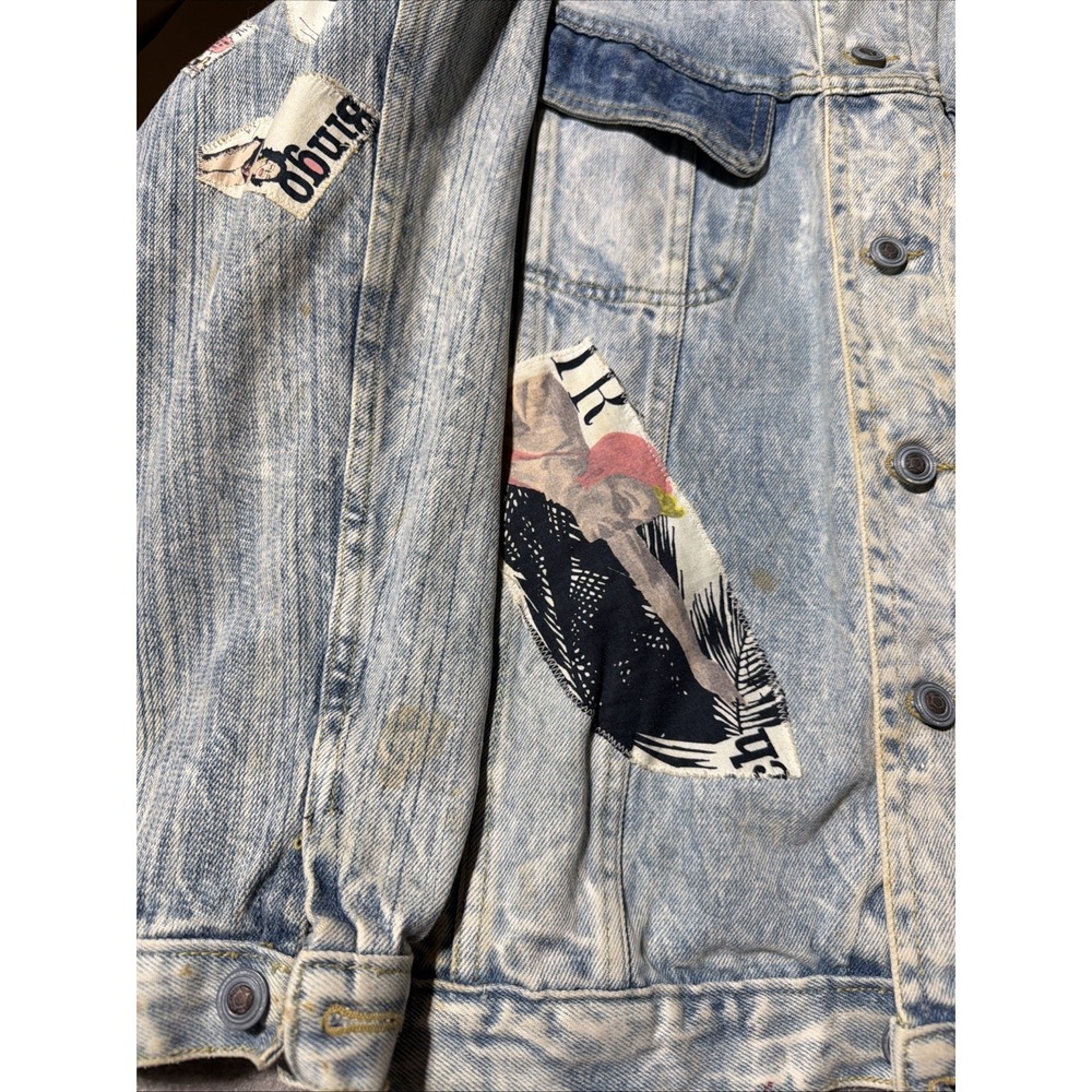 Vintage 80s Malibu USA Acid Wash Denim Jacket Size Medium - Picture 4 of 16